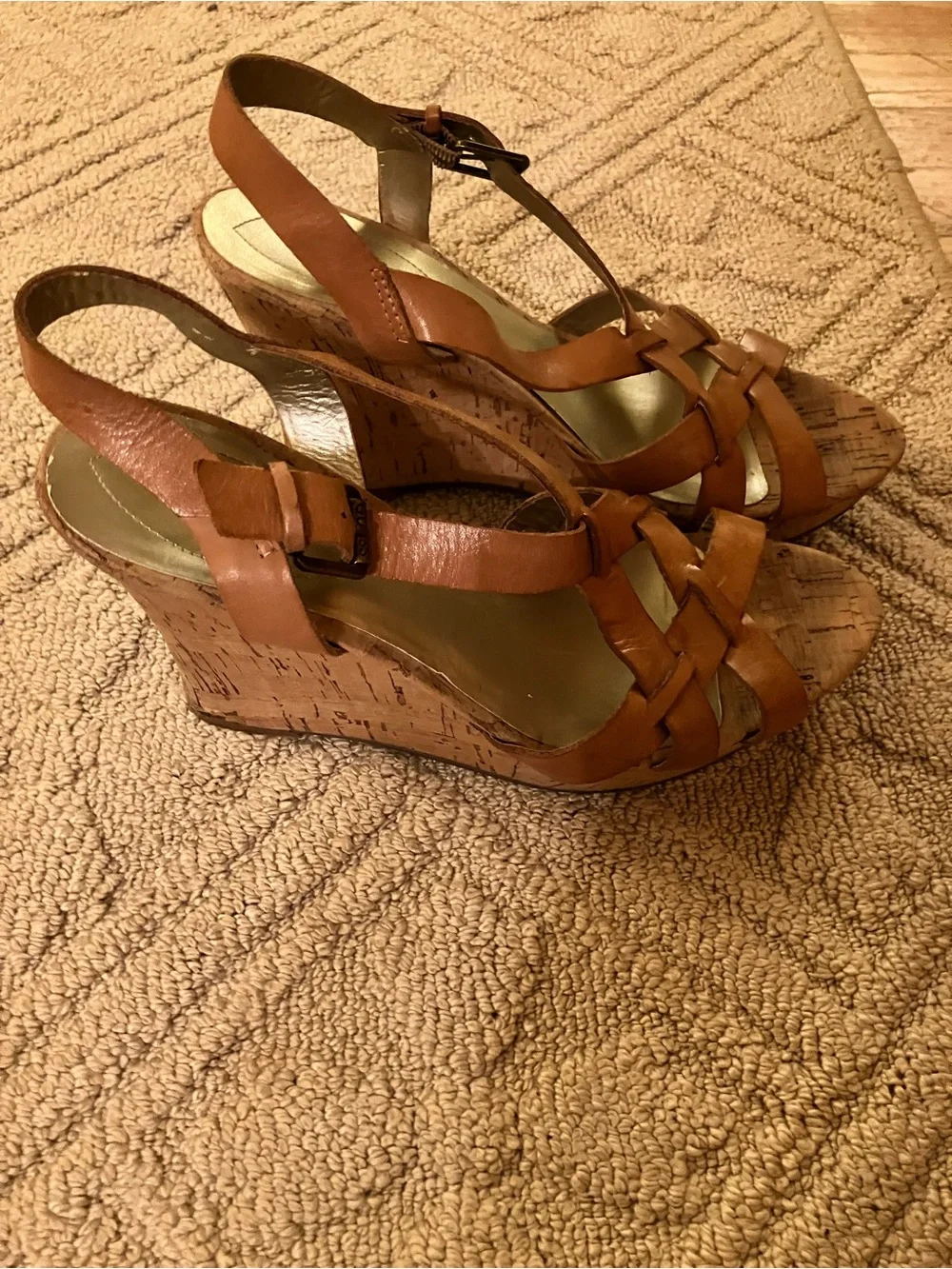 Guess Tan Platform Cork Wedges